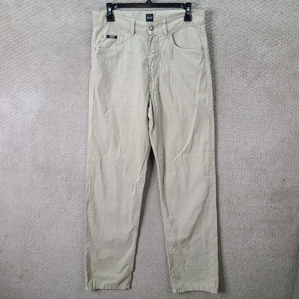 Boss Pants Men 32x34 Beige Arkansas Straight Leg Cotton Five Pocket Chino Casual